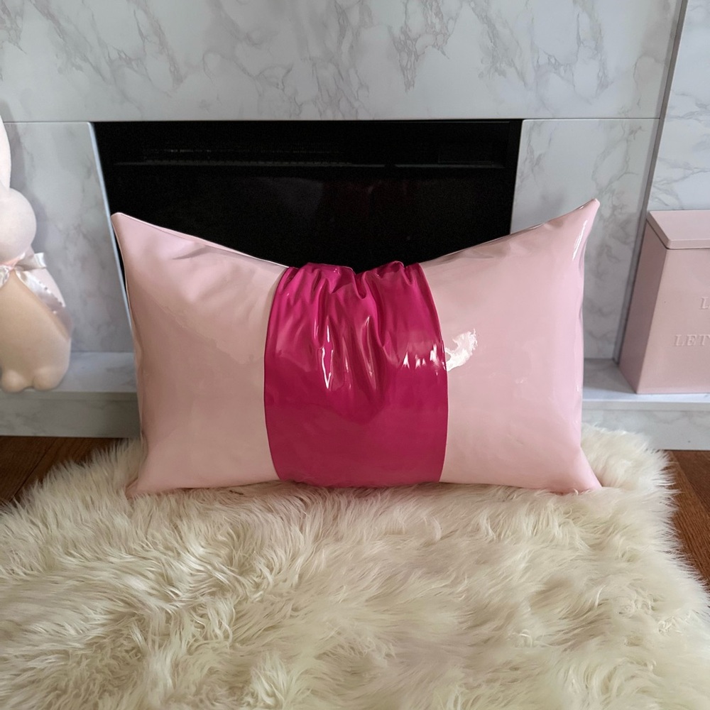Two-Toned Pink Faux Leather 16 X 26 Throw Pillow